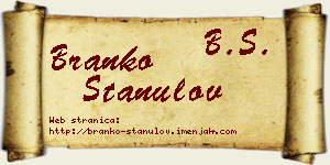 Branko Stanulov vizit kartica